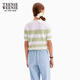 Teenie WeenieZT summer casual hollow thin comfortable striped short-sleeved sweater for women light green 155/XS