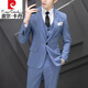 Pierre Cardin casual suit men's Korean business formal three-piece suit groomsmen wedding dress small suit jacket light gray suit + pants + shirt belt tie XL
