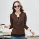 F1Maje1T DISEÑADOR DE ALTODA DEL ALGODAD DEL ALGODA FALSO Camiseta de manga larga de dos piezas para mujeres con cuello en V temprano otoño color contraste camisa de base suelta gris/9894 m [Sugerir peso 100-110Jin [Jin equivale a 0.5 kg]]]
