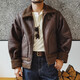 Madden American Retro B3 Bomber Leather Jacket Fur One-piece Plus Velvet Thickened Motorcycle Suede Jacket Men's Winter Brown S