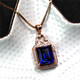 DRJEFUN Rectangular Tanzanite Sapphire Pendant Necklace Pendant Women's Blue Tanzanite Pendant Diamond Silver Jewelry Rose Gold (Main Stone 10X12mm) with Chain