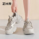 ZHR老爹鞋女夏季厚底休闲网洞鞋女透气女鞋 G673E 灰金（网面） 38