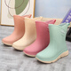 Dong Yixuan rain boots for women, thickened velvet, winter warm and waterproof cotton boots, thick soles, non-slip soft soles, one-piece mid-calf rain boots, water shoes for women, green fixed velvet (not removable), 2 sizes larger, 37