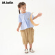 M.Latin Maratin children's clothing children's shirt 2025 summer new style children's retro college style short-sleeved shirt blue strip 110