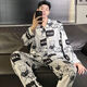Modal College Student Pyjamas Herren Frühling und Herbst Langarm Long Hosen Baumwolldünne Cartoon Teenie-Kleidung für Männer Kleidung High School-Schülerin WRQS702 Machen Sie Dizai [Männerset] 2xl [Vorgeschlagen 140-165jin [Jin gleich 0,5 kg]]