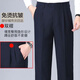 Pantalones de hombres de seda de morera de alta gama sin planchar el verano delgado de papá recto delgado delgado pantalón de doble pliegues plisados ​​de color azul oscuro (2601 doble plisado delgado) 32 [circunferencia de la cintura 2 pies 5]