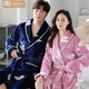 Victoria's Style 2 Set Couple Nightgown Women's Autumn and Winter Thickened Velvet Pajamas Flannel Long Bathrobe Men's Coral Velvet