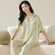 莫代尔女士睡衣夏2025新款冰丝短袖长裤开衫韩版夏天薄款宽松家居服 09M12109 M