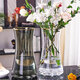 Xinnan creative waist-cut vase, light luxury, high-end glass ornaments, living room flower arrangement, water-raised flowers, high-end table decoration, light luxury ash-painted gold vase 20*9CM