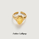 Amber Lollipop Wang Yuwen's same style ring women's open gemstone index finger ring anniversary birthday gift for girlfriend and wife yellow (liuguangzhijing series)