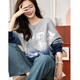 Demana Fashionable Gradient Casual Sweatshirt Spring and Autumn Cotton Round Neck Loose Slightly Elastic Sweatshirt Women's Top Heather Gray S