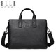 ELLE HOMME Men's Business Briefcase Vegetable-tanned First-Layer Cowhide Handbag Large-Capacity Shoulder Crossbody Bag Casual Computer Bag NBEA088206411 Black