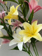 Runlei artificial flower lily artificial flower living room plastic bouquet floor decoration silk flower wedding flower arrangement interior decoration decoration glue-touch large lily-pink