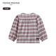 Teenie Weenie Kids bear children's clothing autumn baby girl classic plaid lace lapel cotton shirt burgundy 90cm