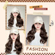 Zimmer hat with wig summer wig all-in-one fashionable women's summer 2024 new baseball band hair big wave fake black hat micro buckle cold brown + care set long hair
