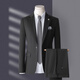 Bird-like suit suit for men, three-piece Korean style slim business casual suit for groom and wedding, medium gray, top + pants + vest, free lining L