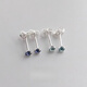 Chixing Tanzanite Earrings Natural 3mm Sapphire London Blue Topaz Mini Silver Ears for Women Tanzanite Blue 3mm丨Silver Pair