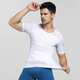 Dofinison Men's Belly Shaping Short Sleeve Fitness Strong Elastic Waist Corset Slim Fit Breathable Slim Top White XL(160-190)