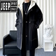 JEEP velvet thickened lamb velvet coat men's autumn and winter handsome hooded windbreaker coat mid-length jacket black velvet M