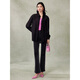 
Pink blue wardrobe 2024 spring and summer i new style silhouette ripples cloud smoke floating yarn loose long-sleeved shirt for women 5A2C983 ink black L