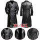 Yimimei Trench Coat World War II German Army Coat Large Size Clothing Long Men's Double-breasted Leather Officer's Uniform Jacket Black S One Size