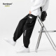 
Homlean American high street casual pants men's summer paratrooper tying feet versatile work pants niche functional style 9913 black 2XL
