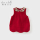 DAVE&BELLA Girls' Tank Top Children's Dress Sweet Baby Girl Dress Spring New Year Children's Dress Little Princess Dress Dark Red Ready in Stock 100 cm (recommended height 90-100cm)