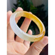 Ancient Burmese imported yellow dragon jade bracelet, ice jade bracelet for women, natural jade, topaz, jade, yellow jade, gold silk jade, inner diameter 53-54