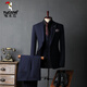 Woodpecker (TUCANO) Striped Suit Men's Full Groom's Suit British Style Groomsmen's Clothes Business Formal Wedding Suit Men's Black (suit + trousers) 50/L (112-125Jin Jin equals 0.5kg)