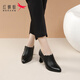 Red Dragonfly High Heel Short Boots Women's British Soft Leather Martin Boots High Heel Pointed Toe Slim Fashion Ankle Boots WLB343551 Black 38