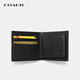 COACH luxury men's bag black leather short wallet CR911 Christmas gift