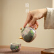 Pottery feather enamel color national trend peacock kung fu tea set one pot two cups household teapot ceramic small set tea set tea set national trend peacock rhyme Longdan teapot 3 pieces