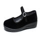 Yu Department Hotel Work Shoes Women's Black Old Beijing Cloth Shoes Soft Sole Mom's Shoes Square Dance Shoes Women's Cloth Shoes Anti-Slip Shoes 3cm Plaid Tendon Sole 36