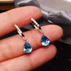 Topaz Earrings Blue Tears Fashionable, exquisite and simple silver inlaid with natural Swiss blue Blue Tears earrings