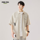 Foss Phil workwear short-sleeved shirt men's summer loose and versatile casual half-sleeved shirt top jacket FPCS8 beige XL Foss Phil workwear short-sleeved shirt men's summer loose and versatile casual half-sleeved shirt top jacket FPCS8 beige XL