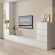 Gugezhijia whole house customized L-shaped floor-to-ceiling TV cabinet living room side cabinet modern simple storage storage cabinet integrated four-five drawer cabinet 2.4 meters long * 0.35 meters high (4 drawers TV cabinet) 18MM thickened whole cabinet ENF grade maternal and child use