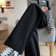 AEMAPE Banana Pants Women's 2025 Spring, Autumn and Winter New Casual Pants Women's High Waist Loose Straight Wide Leg Pants MX-12-1354_Black Slimming Legs L_Recommended 111-125Jin Jin is equal to 0.5 kg