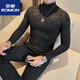 ROMON half turtleneck T-shirt men's long-sleeved slim printed sweatshirt mid-collar bottoming shirt autumn tight floral pattern T-shirt top T coffee color M 90-112Jin Jin equals 0.5 kg