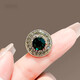 QUAMER retro green diamond small brooch high-end women's summer cardigan anti-exposure buckle pin mini round green diamond-brooch