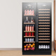 BAIKAILUN double-door thermostatic wine cabinet with double-door door ultra-thin and can be embedded in air-cooled frost-free thermostatic wine cabinet office household tea beverage liquor wine fruit preservation refrigerated display cabinet 1.76 meters dual temperature red wine + ice bar 70 bottles thin section