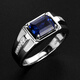 Cong Ye Light Luxury High-end Tanzanite Sapphire Men's Trendy Ring 925 Sterling Silver Platinum Plated Ring Engraving Men's 14#