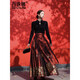 Danzhuna Horse Falda Falda completa Otoño Nuevo vestido chino Daily Wearable para el trabajo Versión modificada Versión Long Skirt para mujeres 2679 Top negro + Falda de cara roja XL XL