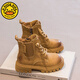 G.duck Little Yellow Duck Genuine Leather Boys' Boots 2024 Spring and Autumn Children's Martin Boots Girls' Short Boots Autumn Boys' Big Yellow Boots Khaki Size 30