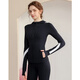 Kong Yu Yoga wear women's suit spring and summer new long-sleeved sportswear jacket top hooded Pilates training fitness wear black top + black trousers XL