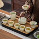 Haozun (HAOZUN) Beige Ru Kiln Kung Fu Tea Set High-end Complete Ceramic Tea Set Teapot Xishi Pot Covered Bowl Tea Cup Tea Tray Beige Ru Kiln <Guyun> Covered Bowl 6 Cups 10 Heads No Specifications