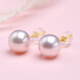 Queen of Pearls 18k gold akoya seawater pearl earrings strong light high-end small light bulb earrings birthday gift for women