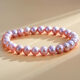 Meluxe freshwater pearl bracelet elastic rope mixed candy color bracelet birthday gift for wife and mom lavender 7-8mm
