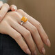 BOIGO925 silver amber beeswax ring for women retro bamboo square Chinese style open ring for women adjustable ring