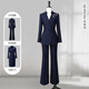 Weishipin New Chinese Style National Style Suit Suit Women's Business Wear Women's Suit Jewelry Hotel Tea Art Customer Service Sales Work Clothes Navy Blue Suit + Wide Leg Pants 102~106cm L Recommended 108-117 Jin Jin equals 0.5 kg
