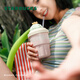 Starbucks Succulent Garden pink ceramic straw cup (with lid) 415ml high-looking water cup children's birthday gift